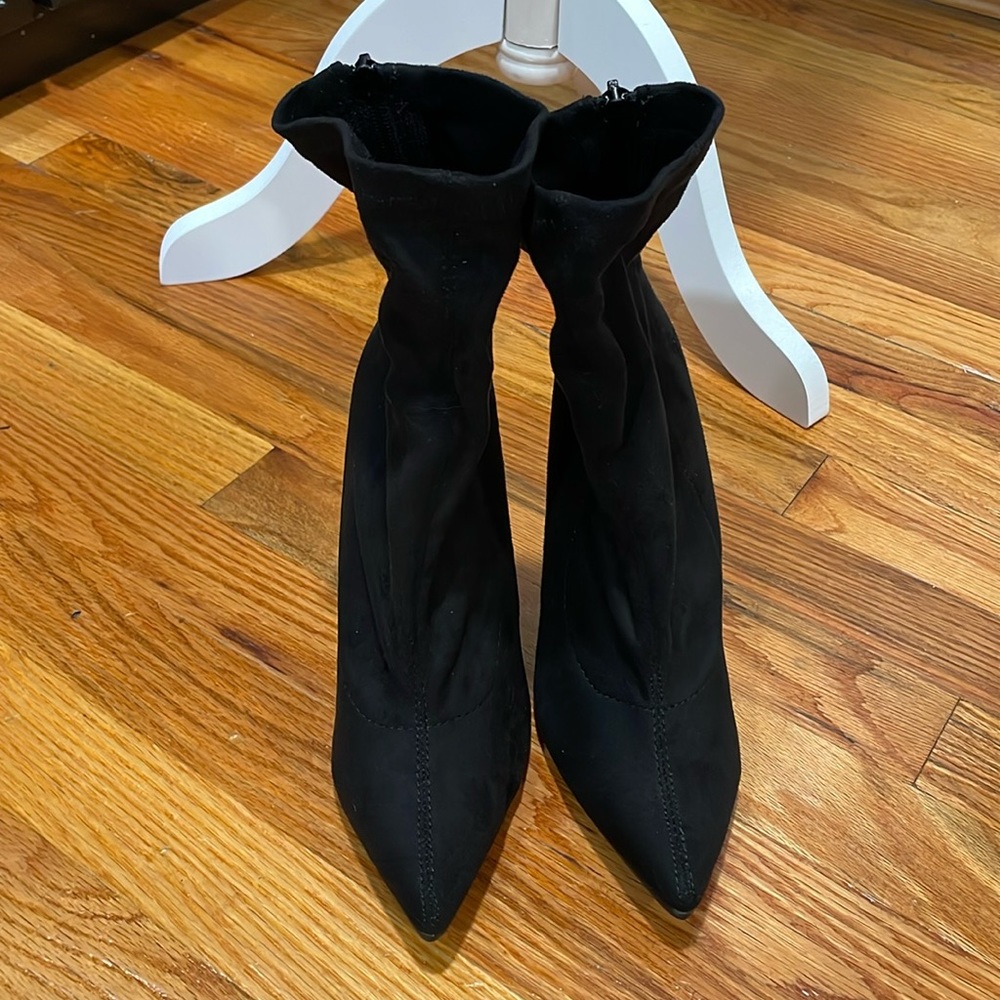 Black Suede Heeled Boots
